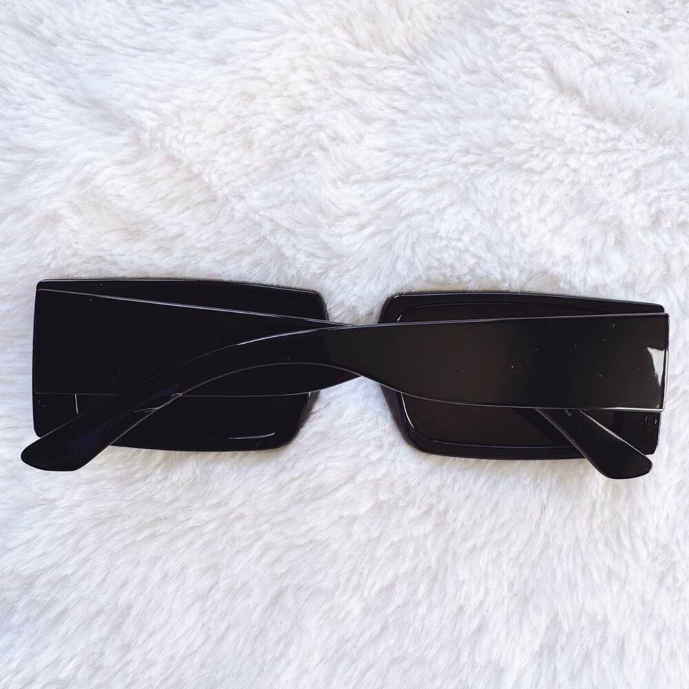 Aaron Black w/ Green Tint Rectangular Sunglasses - Picture 11 of 11